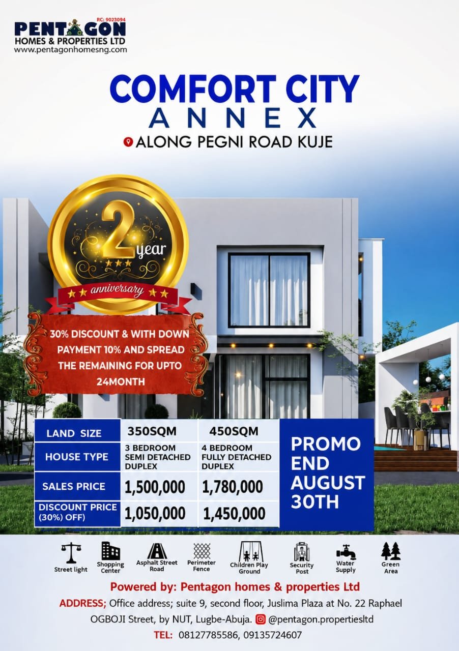 Comfort City Annex, Kuje: 30% Off for Our 2-Year Anniversary