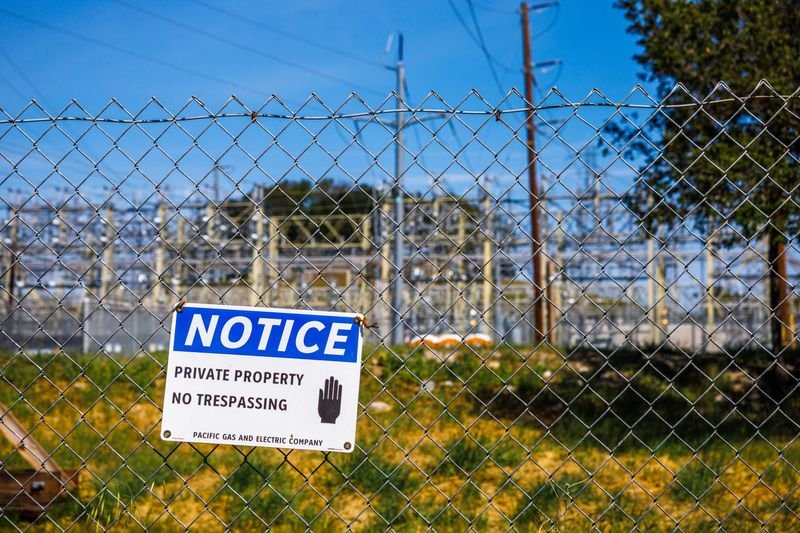 A warning sign marking a land risk