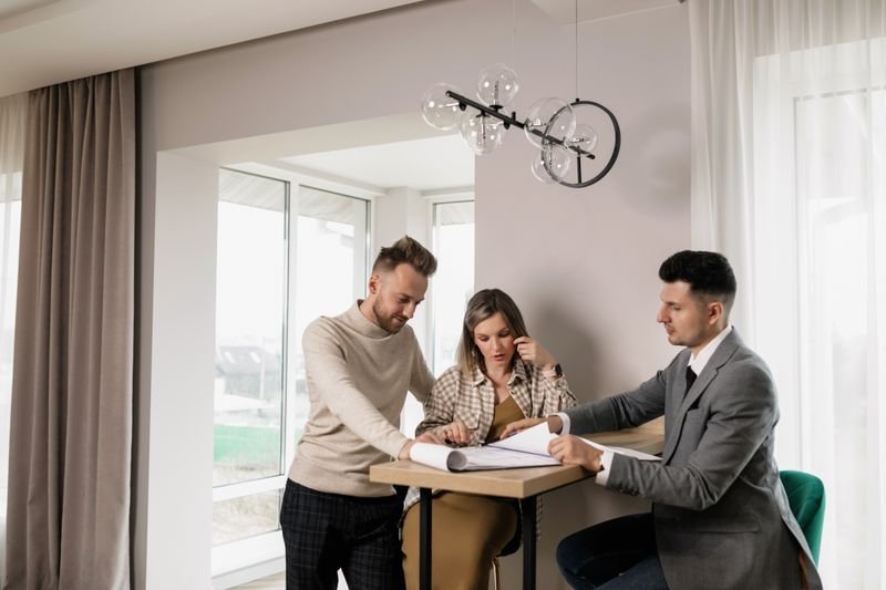 Property manager reviewing documents in an office